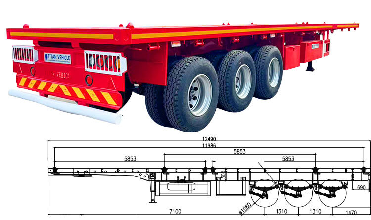 60ton 3 Axle Flatbed Trailer for Sale in Bamako Mali